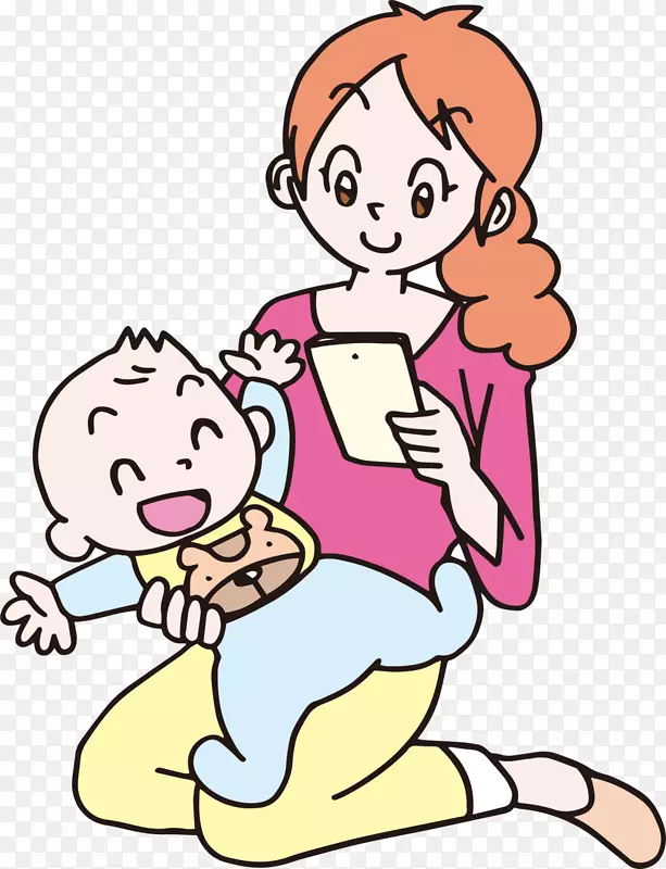 母亲节卡通妈妈和婴儿