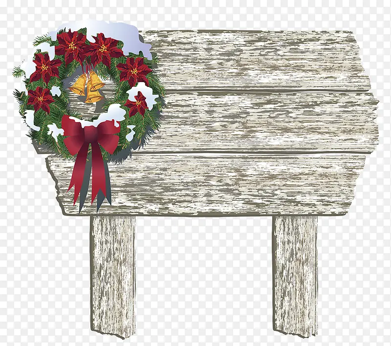 圣诞节花圈木板指示牌