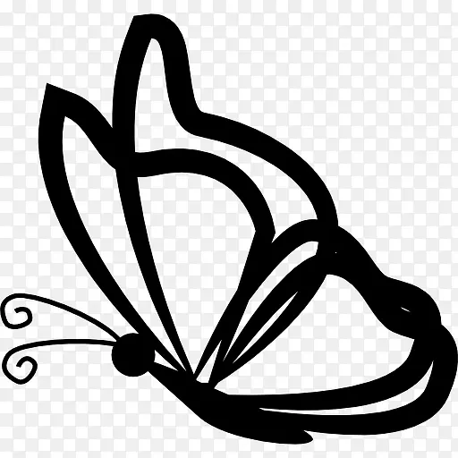 蝴蝶，透明的翅膀从侧面轮廓图标