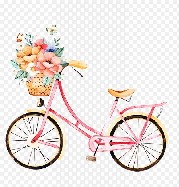 卡通手绘彩色自行车