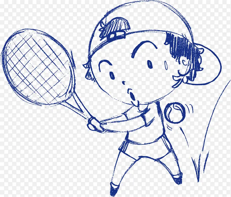 矢量图打网球的孩子