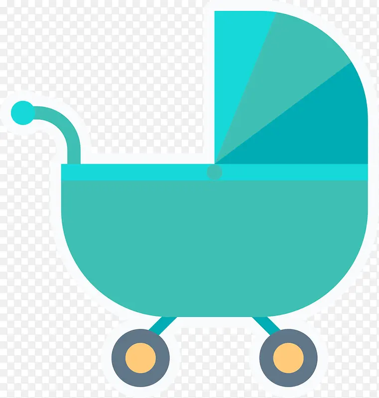 蓝色婴儿车卡通婴儿用品海报素材