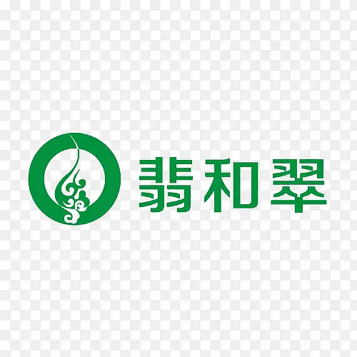 翡和翠文字及绿色圆形祥云标志