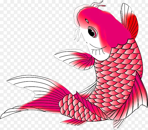 红色中国风鲤鱼装饰图案