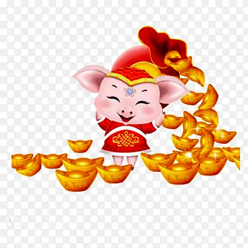 卡通福小猪金元宝