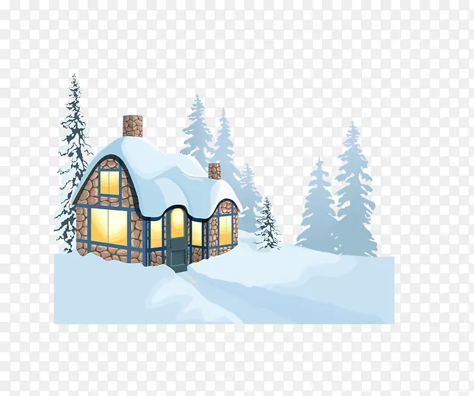 下雪天的房屋景色