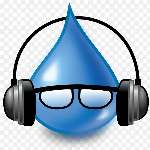 水滴小人戴耳机听音乐图标