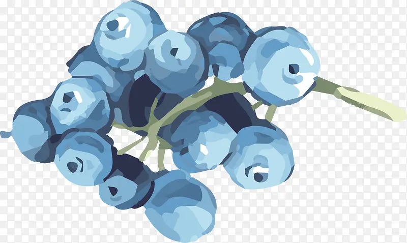 水彩蓝色蓝莓矢量图案