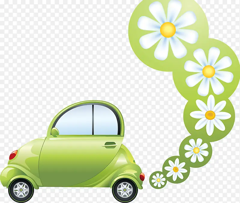 绿色环保汽车插画