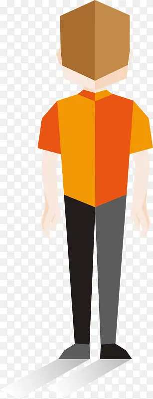 橙色卡通男人背影