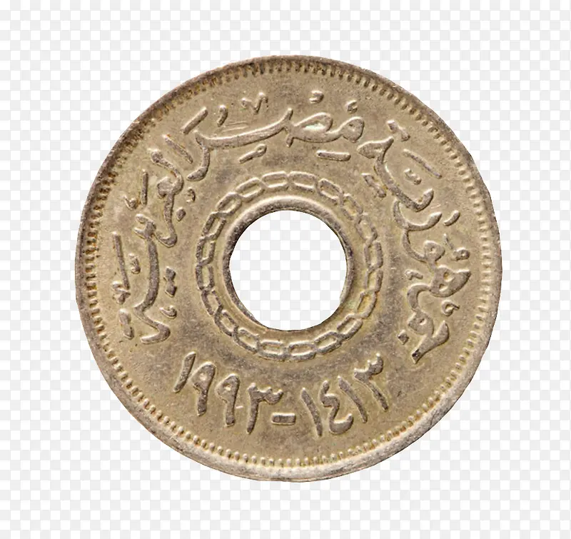 圆形中心穿孔的带年份的古代硬币