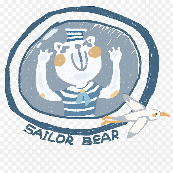 手绘海军熊徽章图
