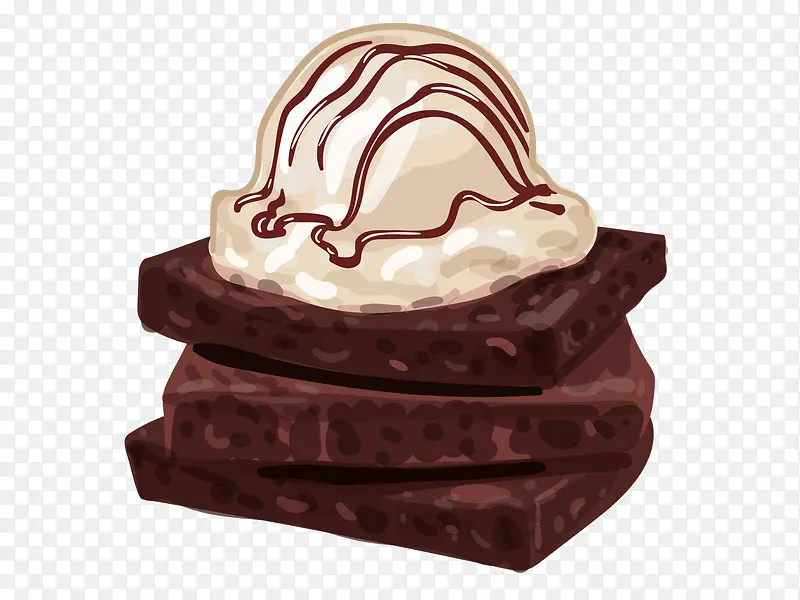 冰淇淋朱古力切块坚果巧克力手绘
