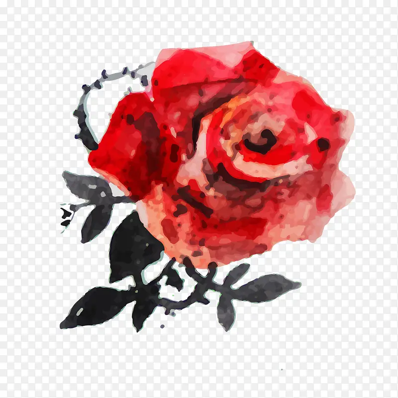 水墨玫瑰图案