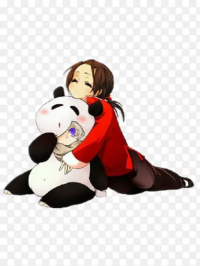 小姑娘抱着熊猫