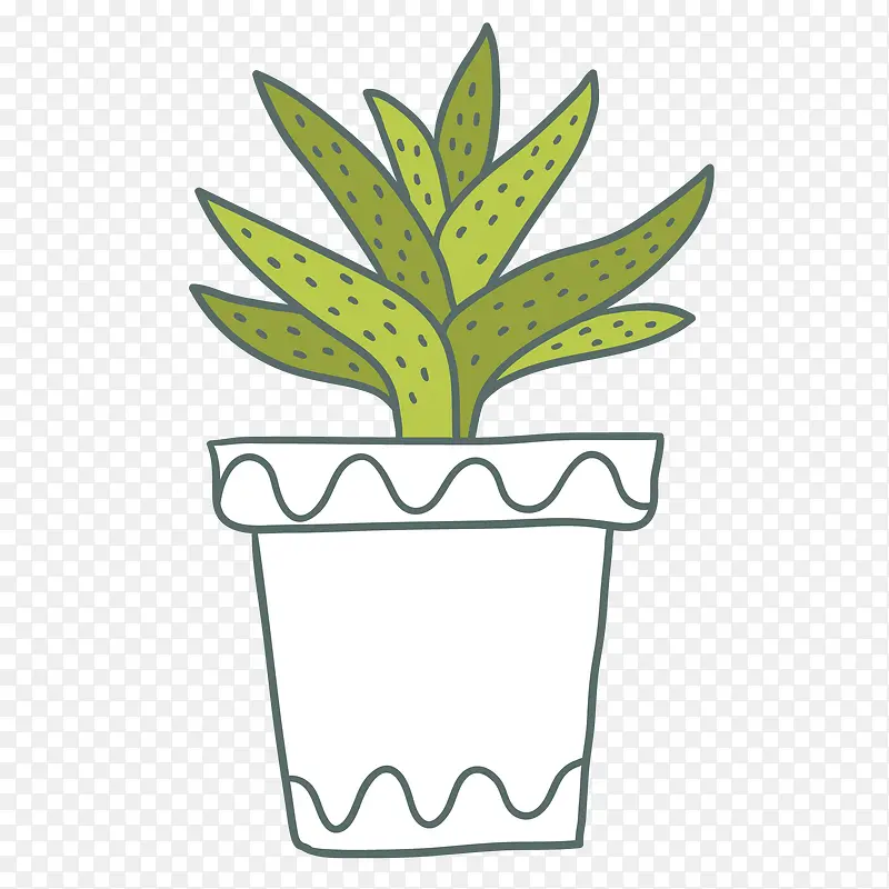 卡通手绘盆栽植物