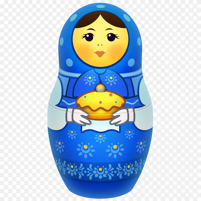 蓝色的俄式套娃大Matreshka-icons