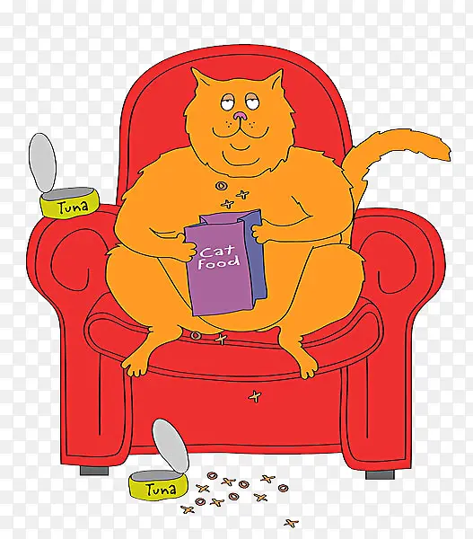 坐着沙发上吃零食的肥猫