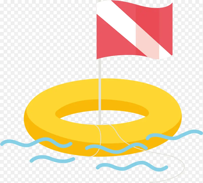 黄色游泳圈旗子浮标