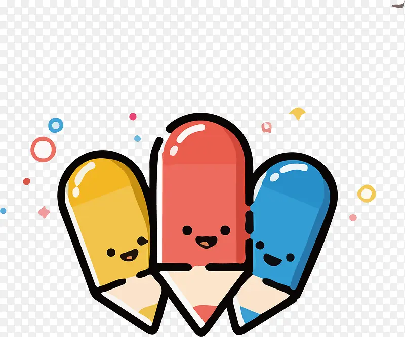 三个可爱铅笔