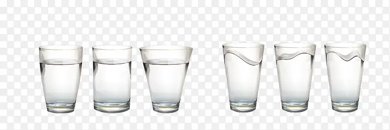 矢量透明玻璃杯六款盛水
