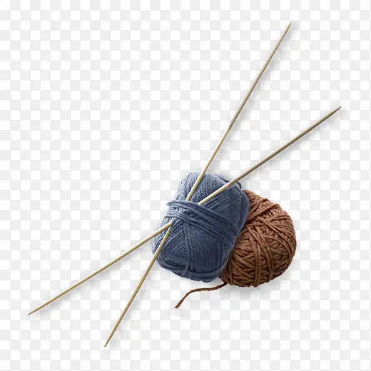 两个毛线球和编织针