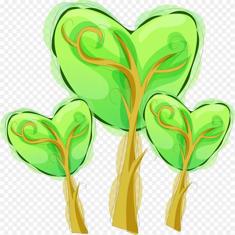 绿色爱心树木