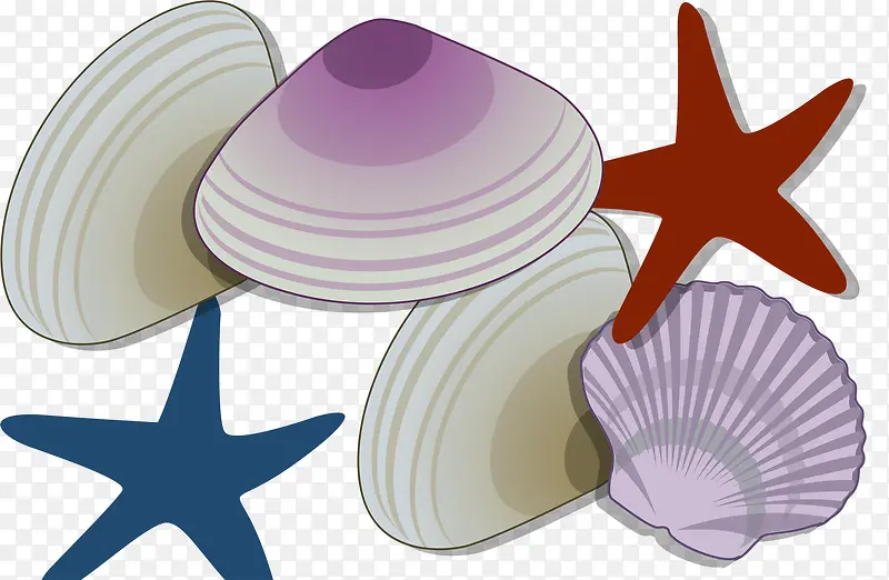 卡通深色海洋贝壳海星星