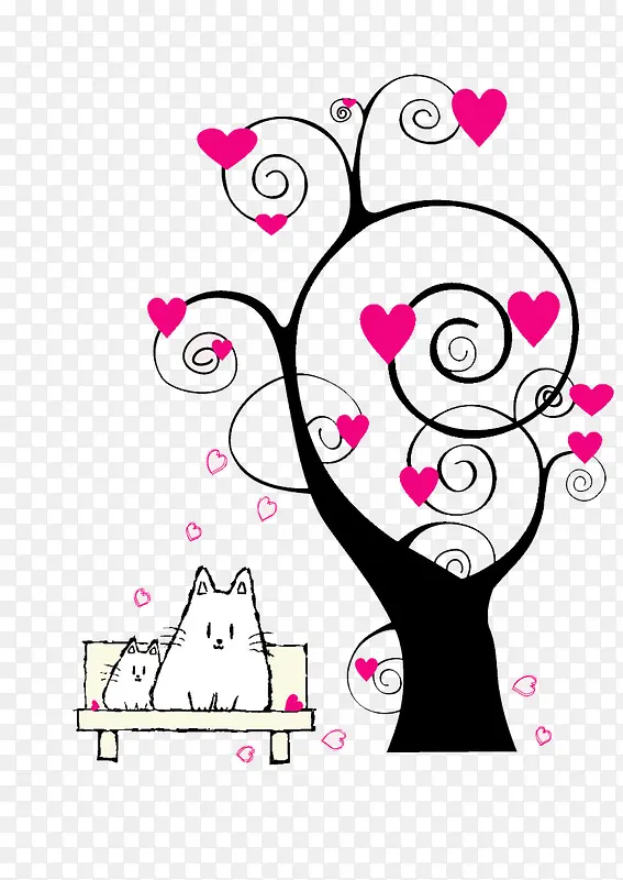 爱心树下谈恋爱的猫
