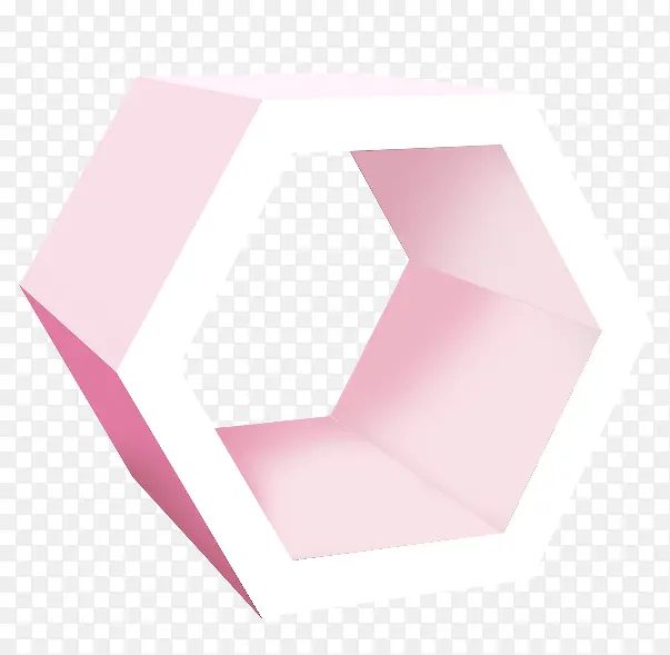 粉色水彩立体六边形