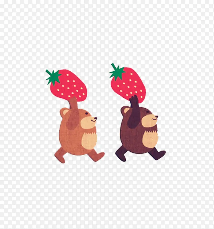 可爱小熊拿着草莓