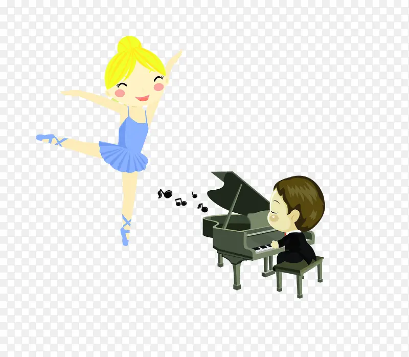 弹钢琴跳舞的女孩