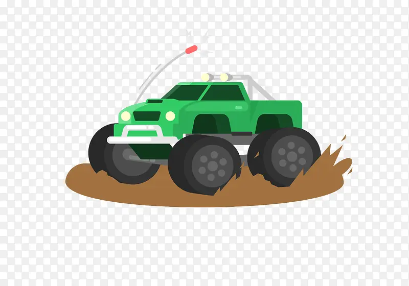 泥沙中的绿色车