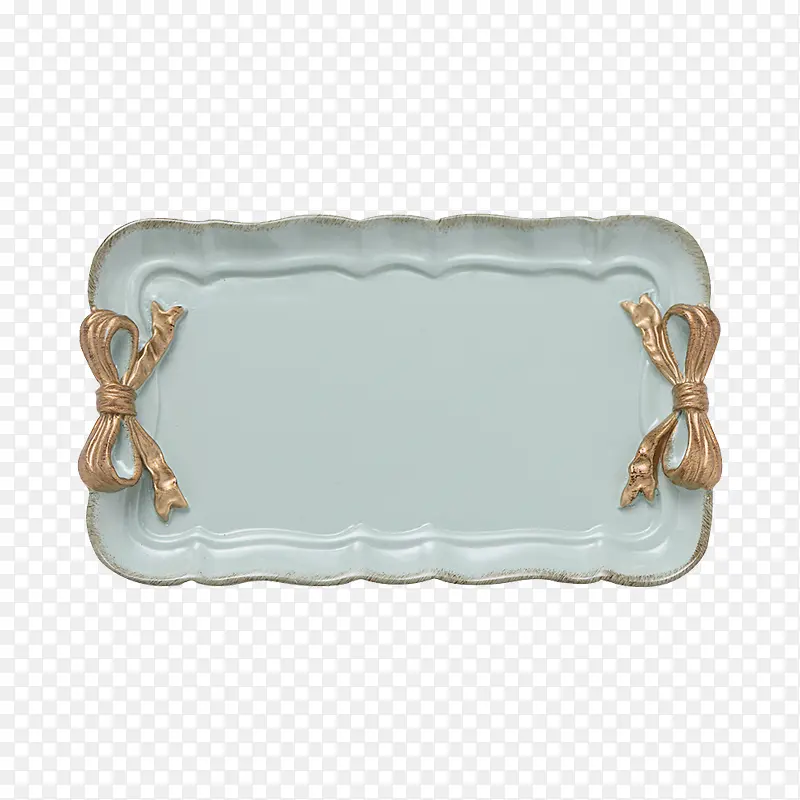 欧式蝴蝶结长方形淡蓝色陶瓷蛋糕