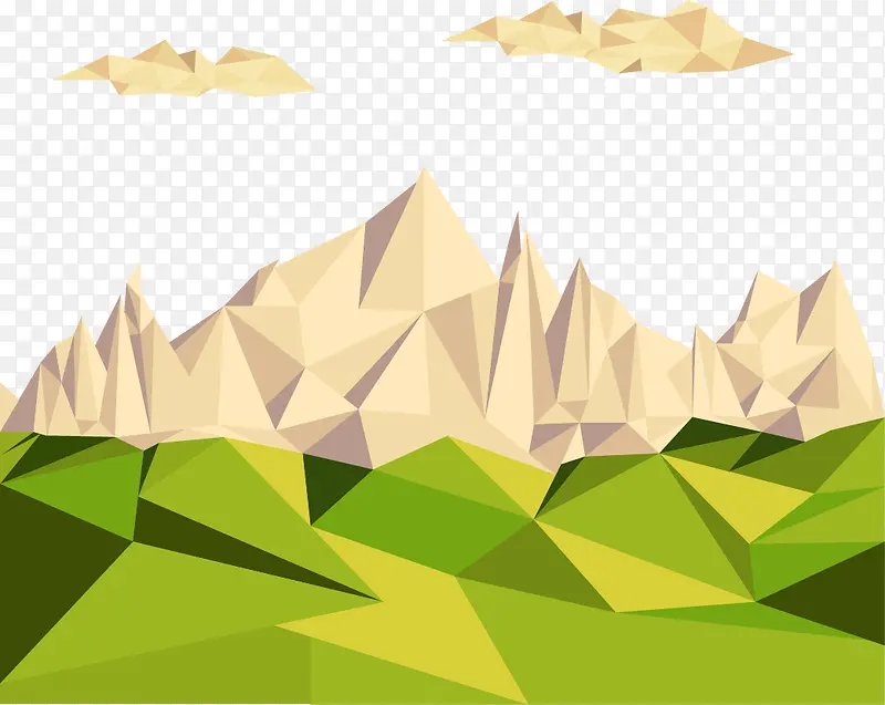 装饰插画山脉与草地