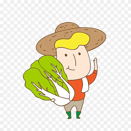 卡通农民伯伯抱着大白菜