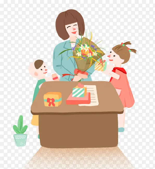 卡通手绘教师节插画免抠