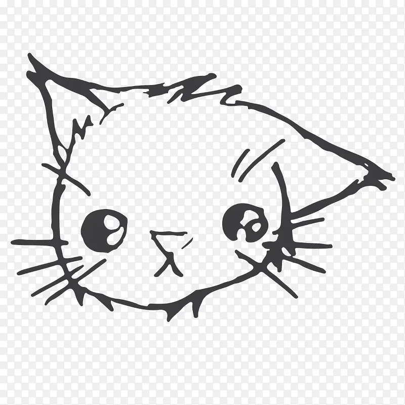 简笔素描猫咪头像