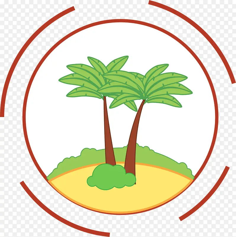 绿色椰岛圆形线条标志