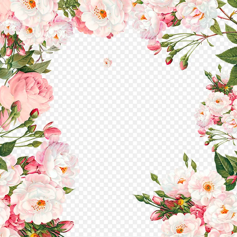 春季花卉装饰海报边框
