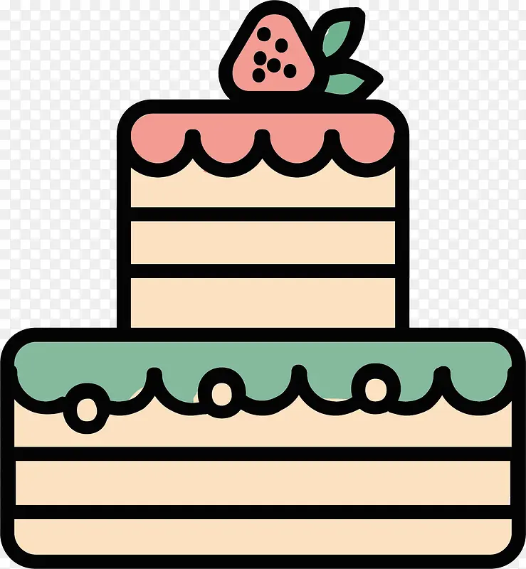 草莓蛋糕矢量图标