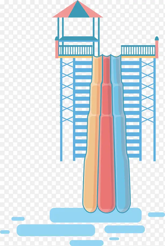 蓝色立体水上滑滑梯
