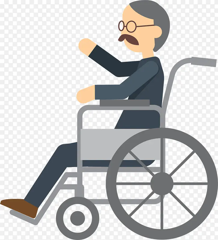 卡通轮椅老人