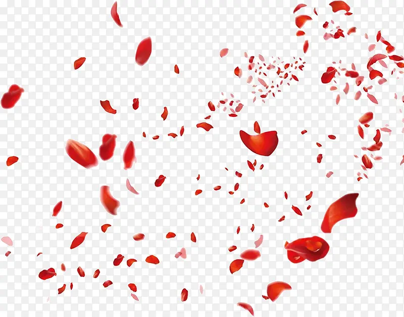漫天飞舞漂浮红色浪漫花瓣