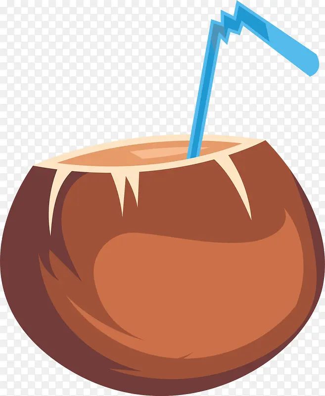 矢量图椰子汁褐色卡通