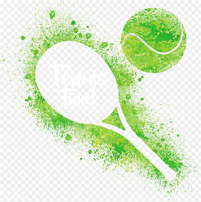 矢量绿色网球与网球拍