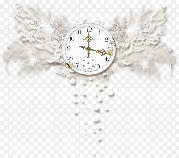白色羽毛装饰钟