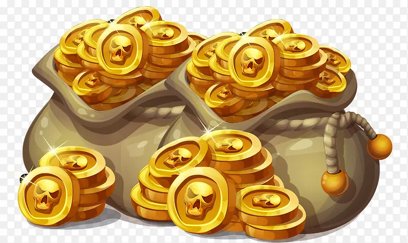 卡通版金币和钱袋PNG图片素材下载_图片编号7665038-PNG素材网