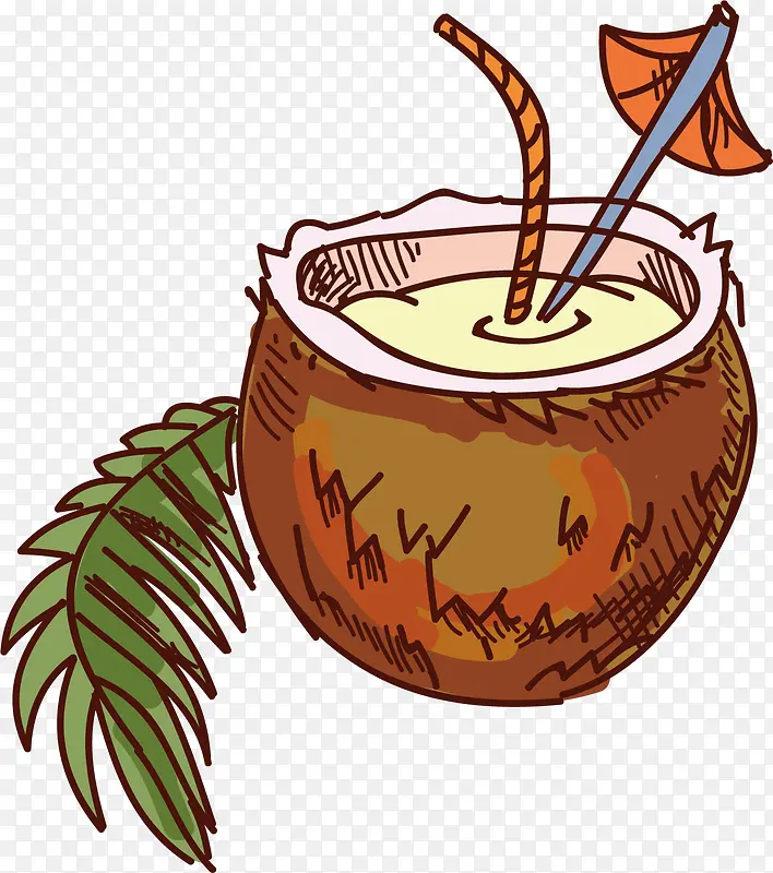 矢量图热带椰子汁