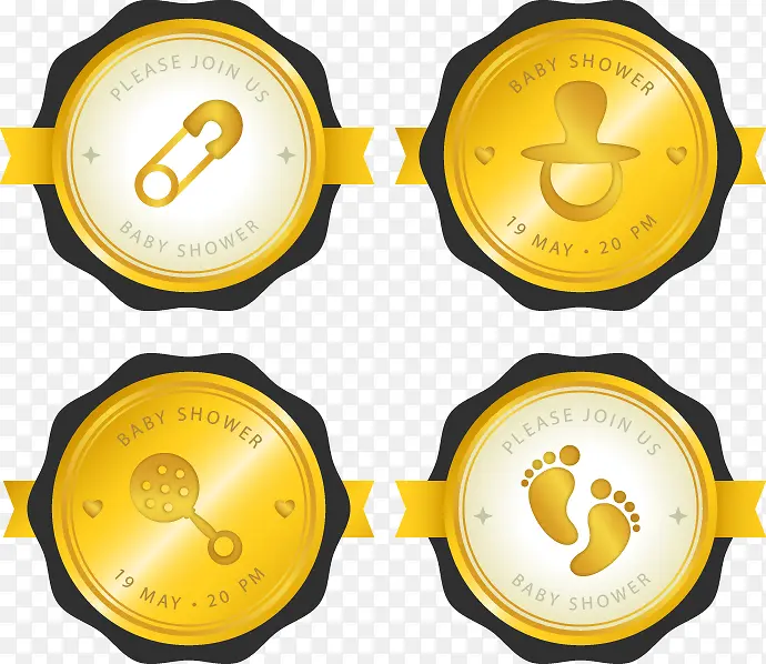 四个金色婴儿标志